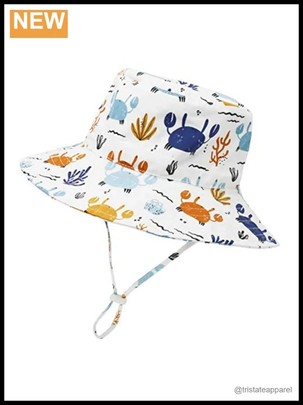 Baby Sun Hat UPF 50+ Wide Brim Bucket Hat with Chin Strap Adjustable Beach Cap